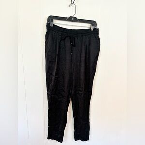 Massimo Dutti black tapered pull on pants silky satin size 8